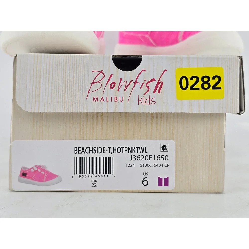 Blowfish Beachside-T Sneaker Kids Size 6 Hot Pink Twill Distressed - New